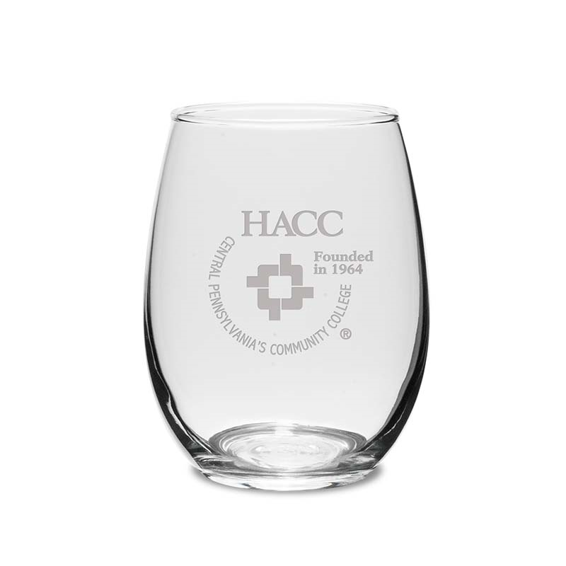 HACC Logo Stemless Wine Glass 2 Pack Gift Tube (SKU 167809585000071)