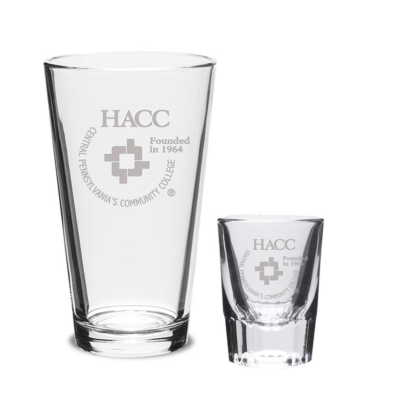 HACC Logo Pint Glass & Shot Glass Combo Gift Tube (SKU 167810165000071)