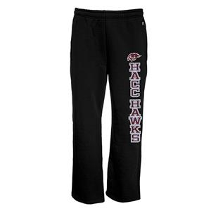 Image of HACC HAWKS HAWKHEAD OPEN BOTTOM SWEATPANTS - black (SKU: 168857695000076) Image of HACC HAWKS HAWKHEAD OPEN BOTTOM SWEATPANTS - black