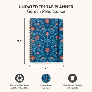 Image of UNDATED TRI-TAB PLANNER - 4 (SKU: 168873505000122) Image of UNDATED TRI-TAB PLANNER - 4