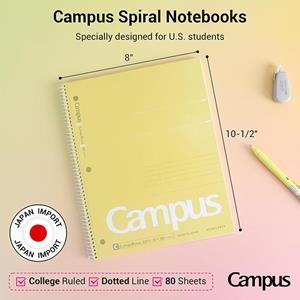 CAMPUS COLLEGE RULED SPIRAL NOTEBOOK 3 PACK - 8 (SKU: 169019335000125) CAMPUS COLLEGE RULED SPIRAL NOTEBOOK 3 PACK - 8