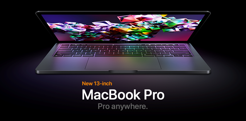 MacBook Pro 13" with Touch Bar: Apple M2 chip with 8-core CPU and 10-core GPU (SKU 168146535000022)